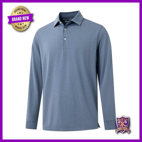 Long Sleeve Performance Polo Shirt Dry Fit UPF 30+ Moisture Wicking